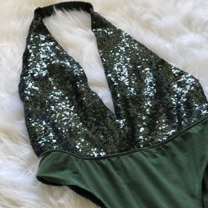 Sequin Halter Bodysuit